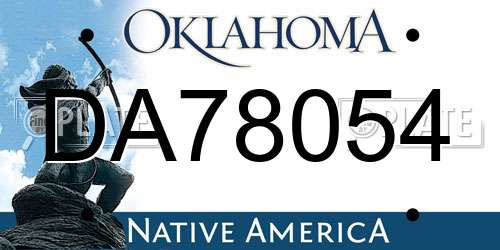 DA78054 Oklahoma License Plate