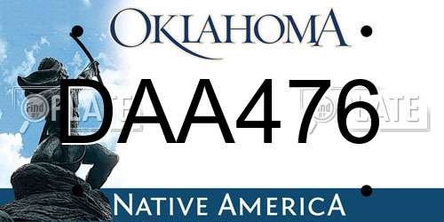 DAA476 Oklahoma License Plate