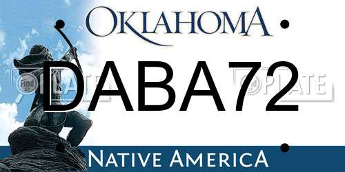 DABA72 Oklahoma License Plate