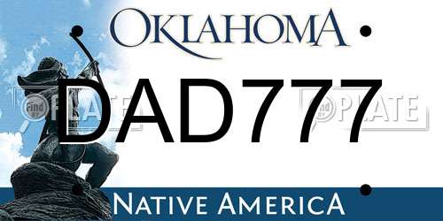 DAD777 Oklahoma License Plate