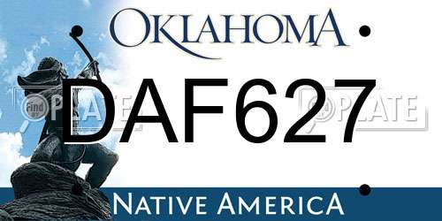 DAF627 Oklahoma License Plate