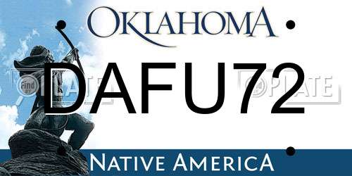 DAFU72 Oklahoma License Plate