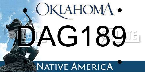 DAG189 Oklahoma License Plate