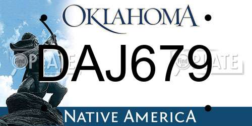 DAJ679 Oklahoma License Plate