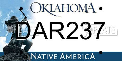 DAR237 Oklahoma License Plate