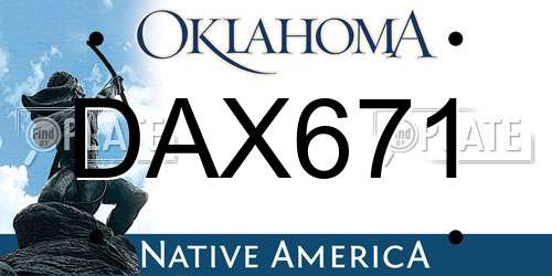 DAX671 Oklahoma License Plate