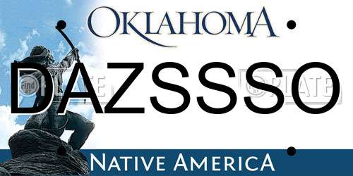 DAZSSSO Oklahoma License Plate