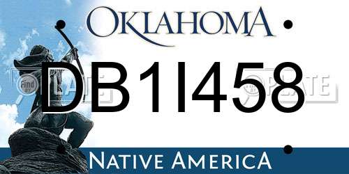 DB1I458 Oklahoma License Plate