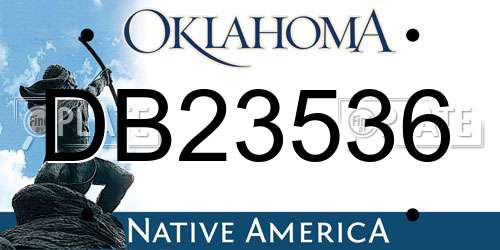 DB23536 Oklahoma License Plate