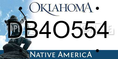 DB4O554 Oklahoma License Plate