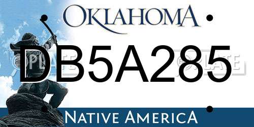 DB5A285 Oklahoma License Plate