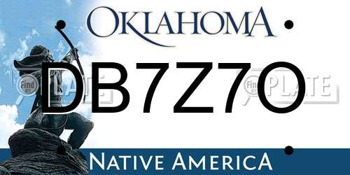 DB7Z7O Oklahoma License Plate