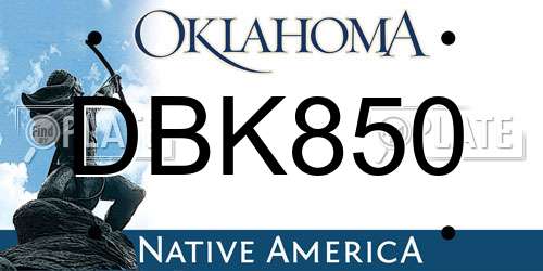 DBK850 Oklahoma License Plate