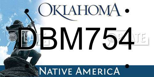 DBM754 Oklahoma License Plate