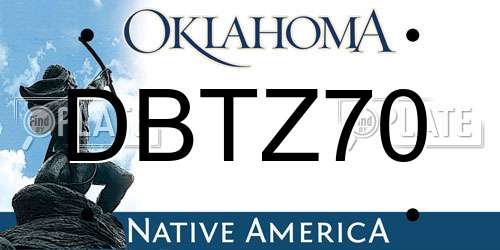 DBTZ70 Oklahoma License Plate