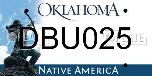 DBU025 Oklahoma License Plate