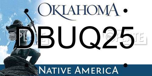DBUQ25 Oklahoma License Plate