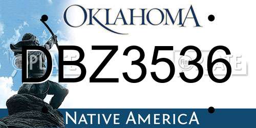 DBZ3536 Oklahoma License Plate