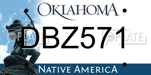 DBZ571 Oklahoma License Plate