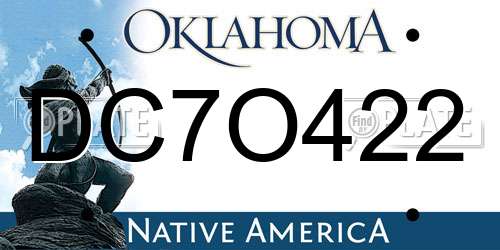 DC7O422 Oklahoma License Plate