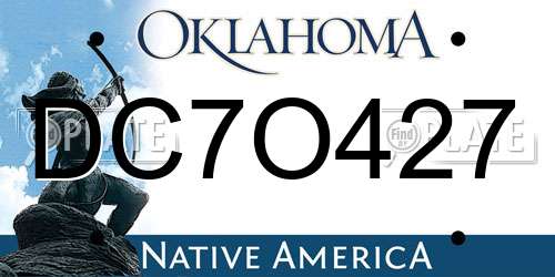 DC7O427 Oklahoma License Plate
