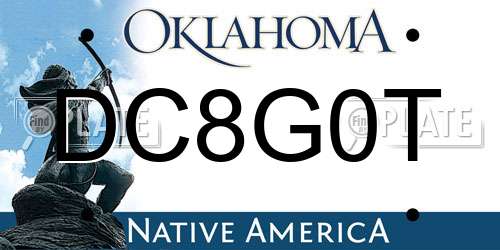 DC8G0T Oklahoma License Plate