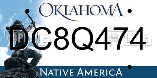 DC8Q474 Oklahoma License Plate