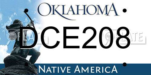 DCE208 Oklahoma License Plate
