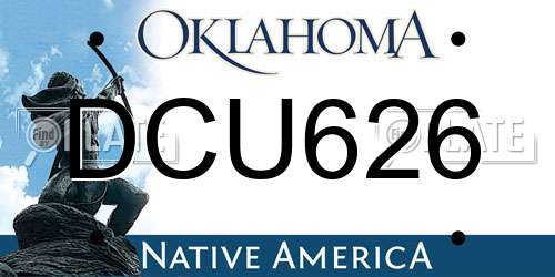 DCU626 Oklahoma License Plate
