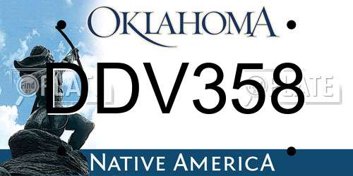 DDV358 Oklahoma License Plate