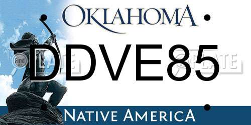 DDVE85 Oklahoma License Plate