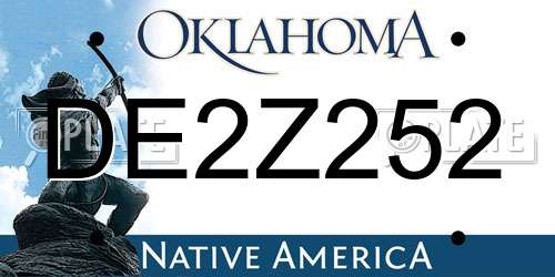 DE2Z252 Oklahoma License Plate