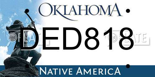 DED818 Oklahoma License Plate