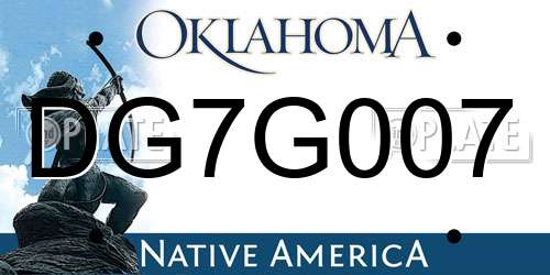 DG7G007 Oklahoma License Plate