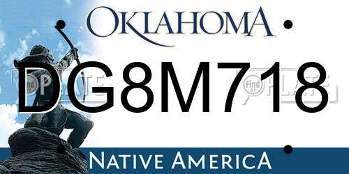 DG8M718 Oklahoma License Plate