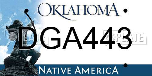 DGA443 Oklahoma License Plate