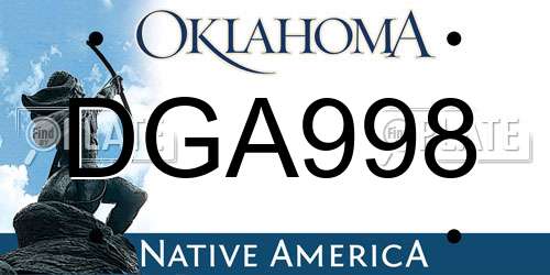 DGA998 Oklahoma License Plate