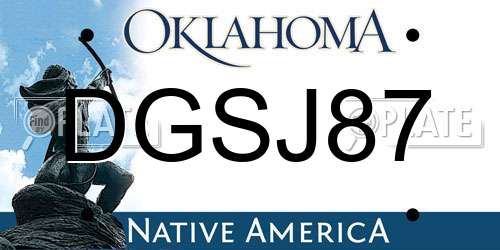 DGSJ87 Oklahoma License Plate