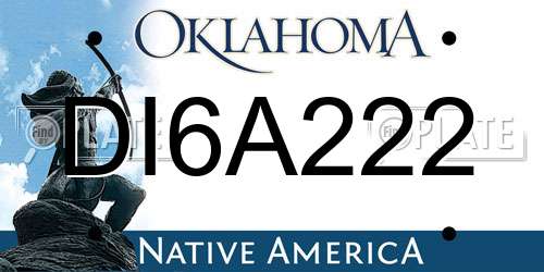 DI6A222 Oklahoma License Plate