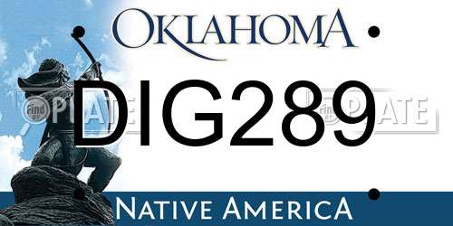DIG289 Oklahoma License Plate