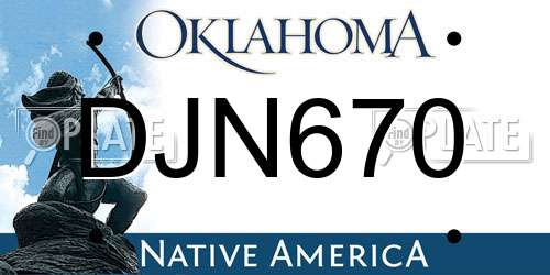 DJN670 Oklahoma License Plate