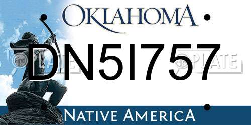 DN5I757 Oklahoma License Plate