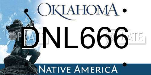 DNL666 Oklahoma License Plate