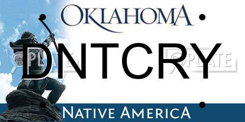 DNTCRY Oklahoma License Plate