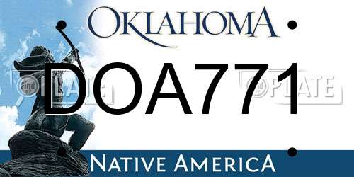 DOA771 Oklahoma License Plate