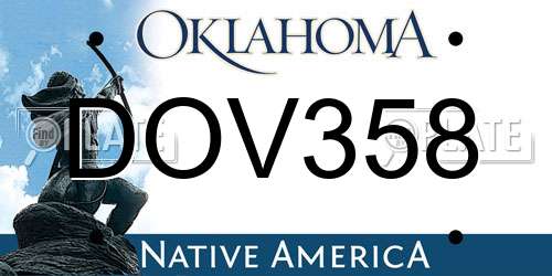 DOV358 Oklahoma License Plate