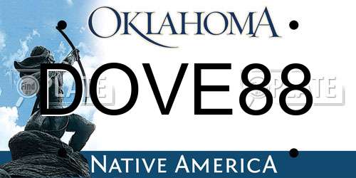 DOVE88 Oklahoma License Plate