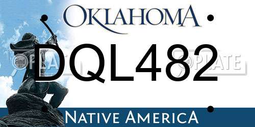 DQL482 Oklahoma License Plate
