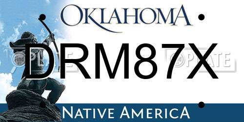 DRM87X Oklahoma License Plate