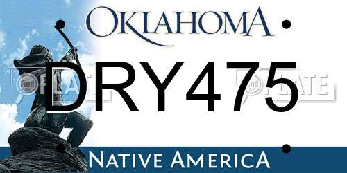 DRY475 Oklahoma License Plate